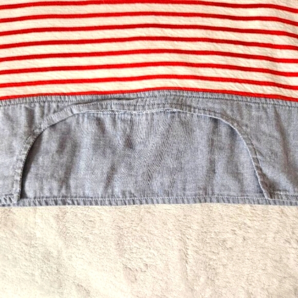 Lacoste Women’s Sleeveless Nautical Stripe Top Blue Chambray Red White Size 38 - Picture 3 of 11